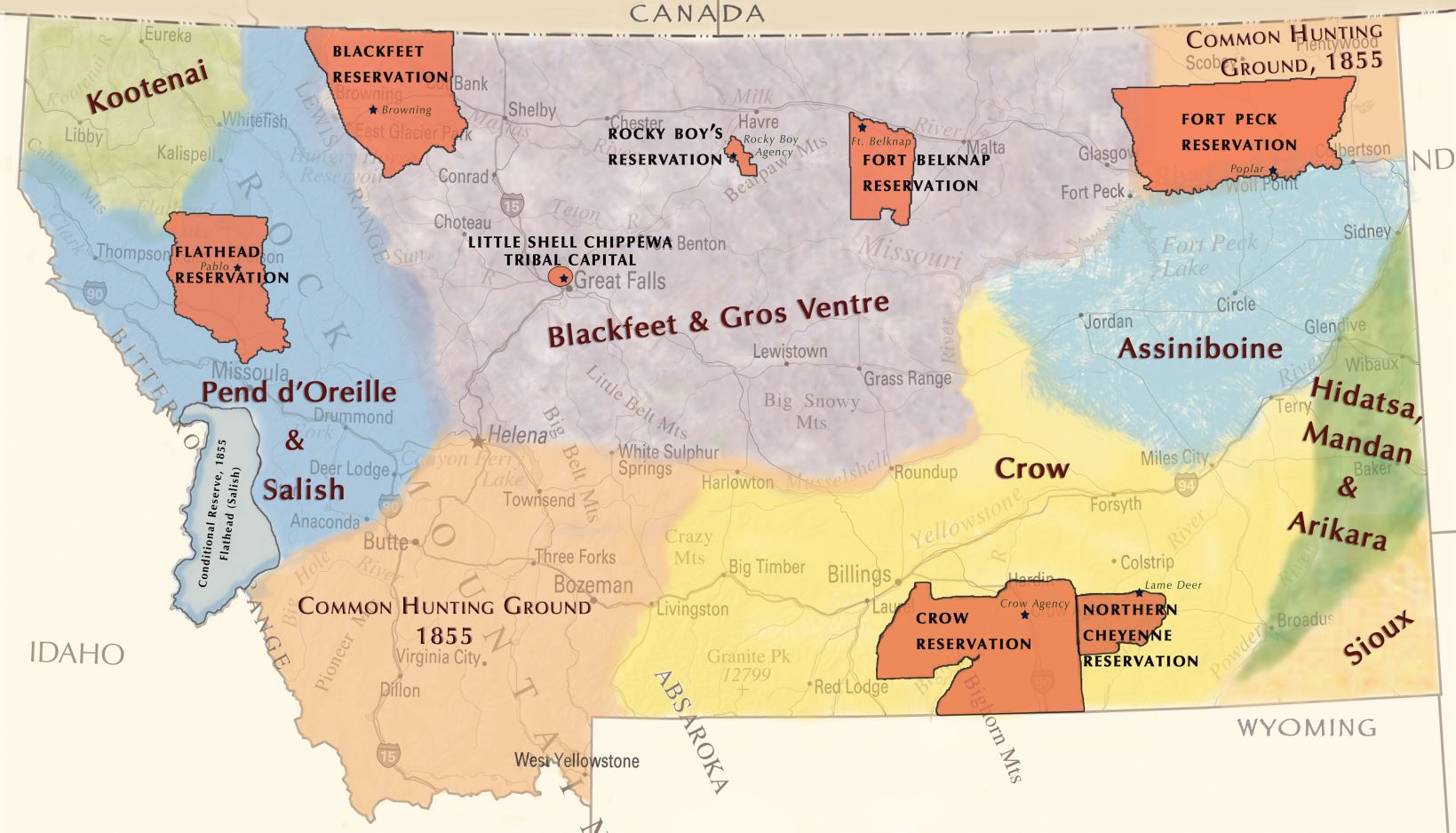 Map of Montana Tribal Reservations