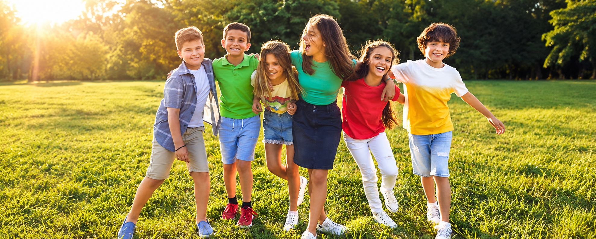 Children outside laughing