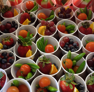 Cups filled with fruit