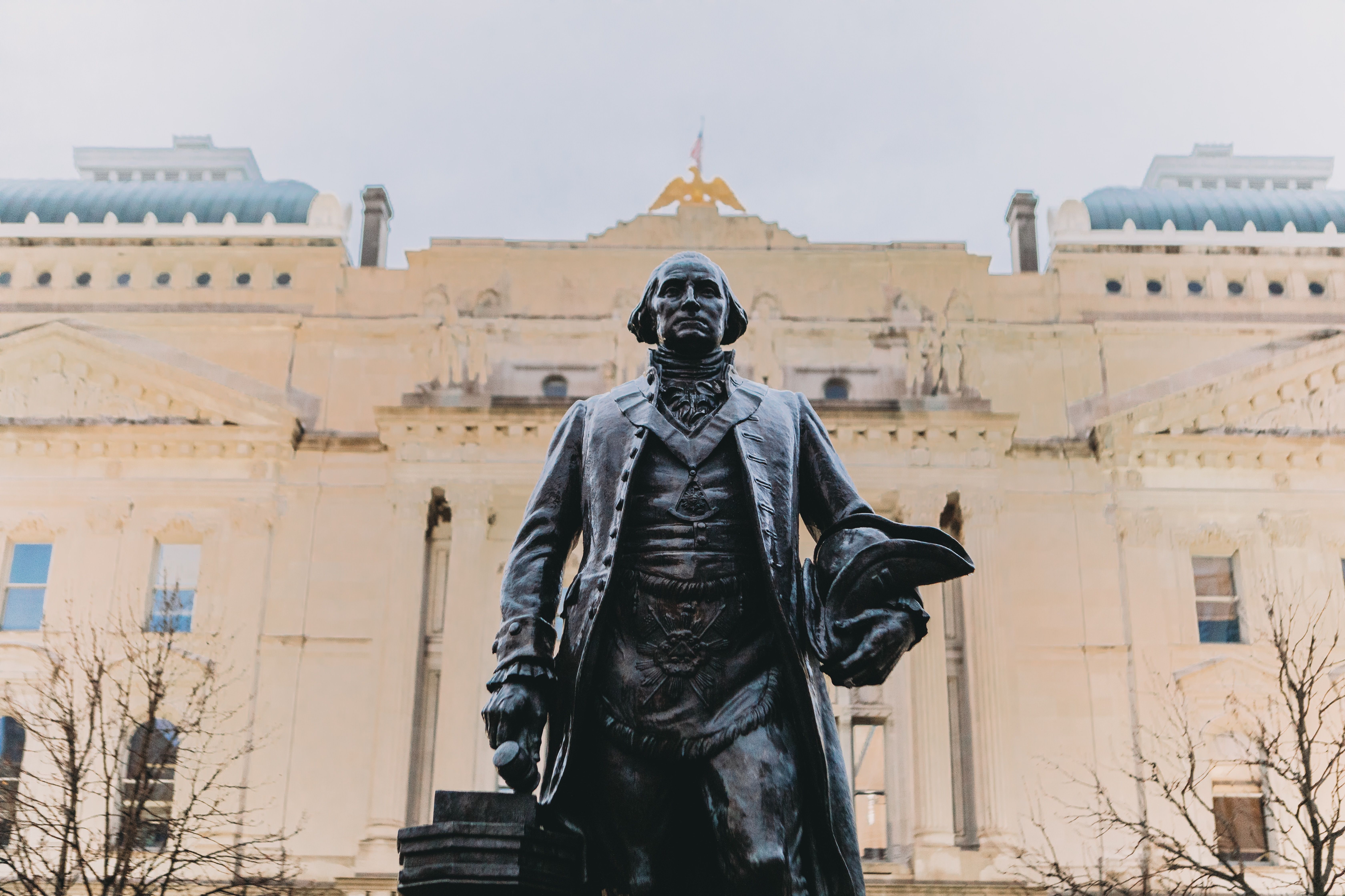 Monumental statue of George Washington outside the Indiana Statehouse, Indianapolis