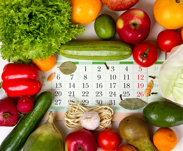 Calendar covered in vegetables 