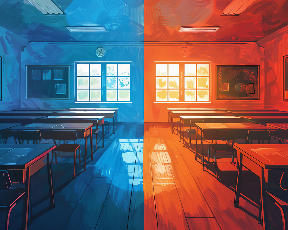 Classroom with color overlay